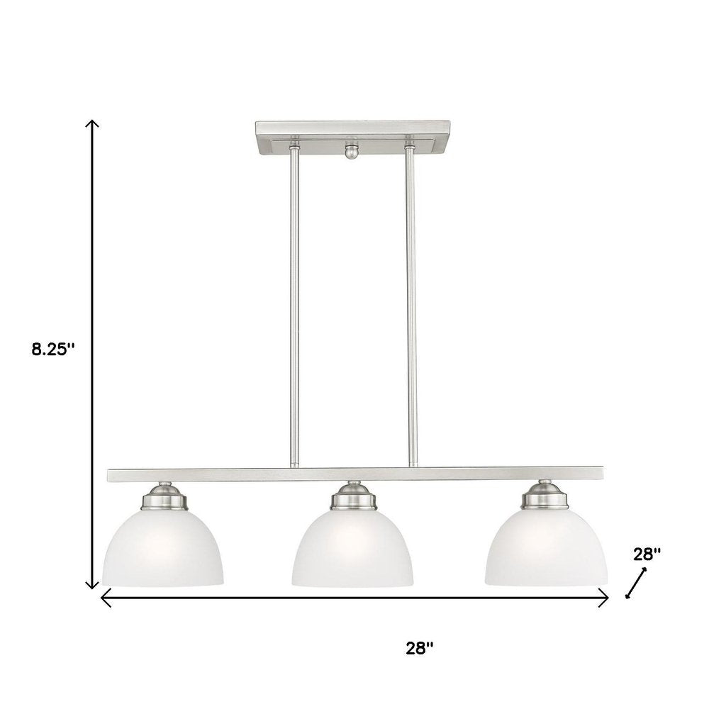 Nickel Three Light Metal Dimmable Chandelier With Shades HomeRoots