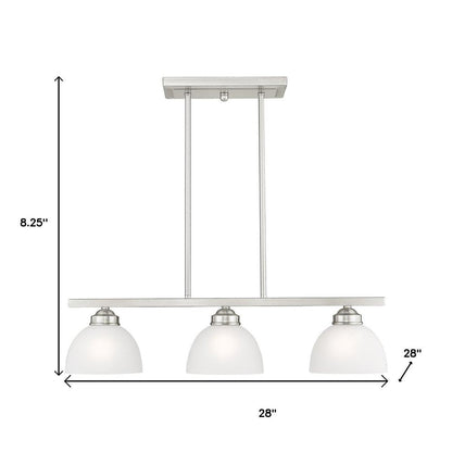 Nickel Three Light Metal Dimmable Chandelier With Shades HomeRoots