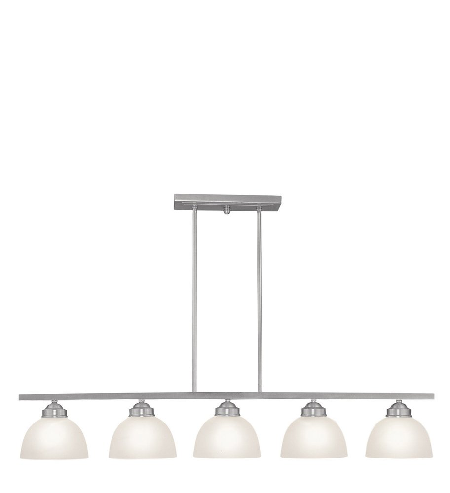 Nickel Five Light Metal Dimmable Chandelier With Shades HomeRoots