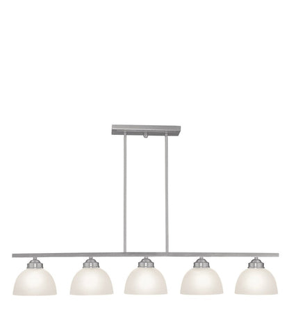 Nickel Five Light Metal Dimmable Chandelier With Shades HomeRoots