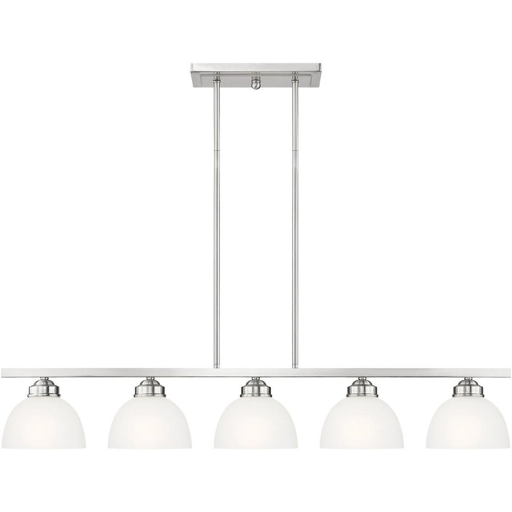 Nickel Five Light Metal Dimmable Chandelier With Shades HomeRoots