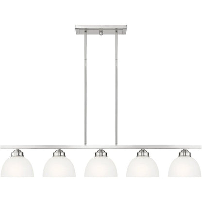 Nickel Five Light Metal Dimmable Chandelier With Shades HomeRoots