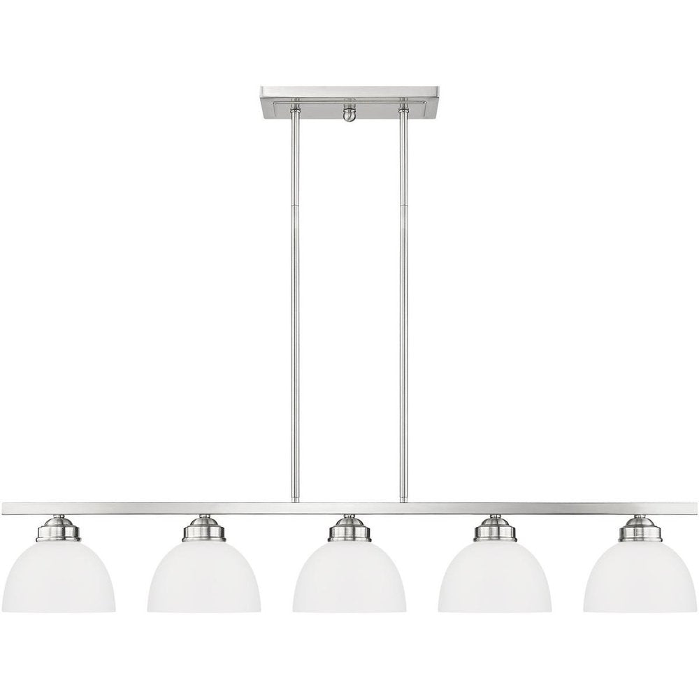 Nickel Five Light Metal Dimmable Chandelier With Shades HomeRoots
