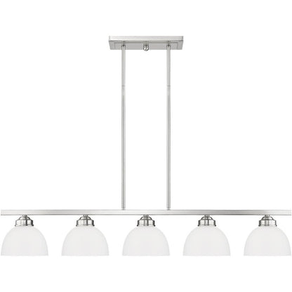 Nickel Five Light Metal Dimmable Chandelier With Shades HomeRoots