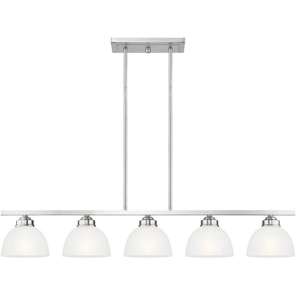 Nickel Five Light Metal Dimmable Chandelier With Shades HomeRoots