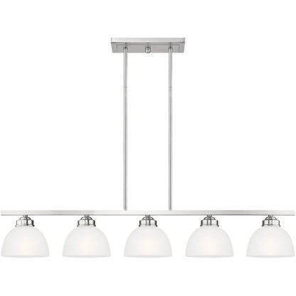Nickel Five Light Metal Dimmable Chandelier With Shades HomeRoots