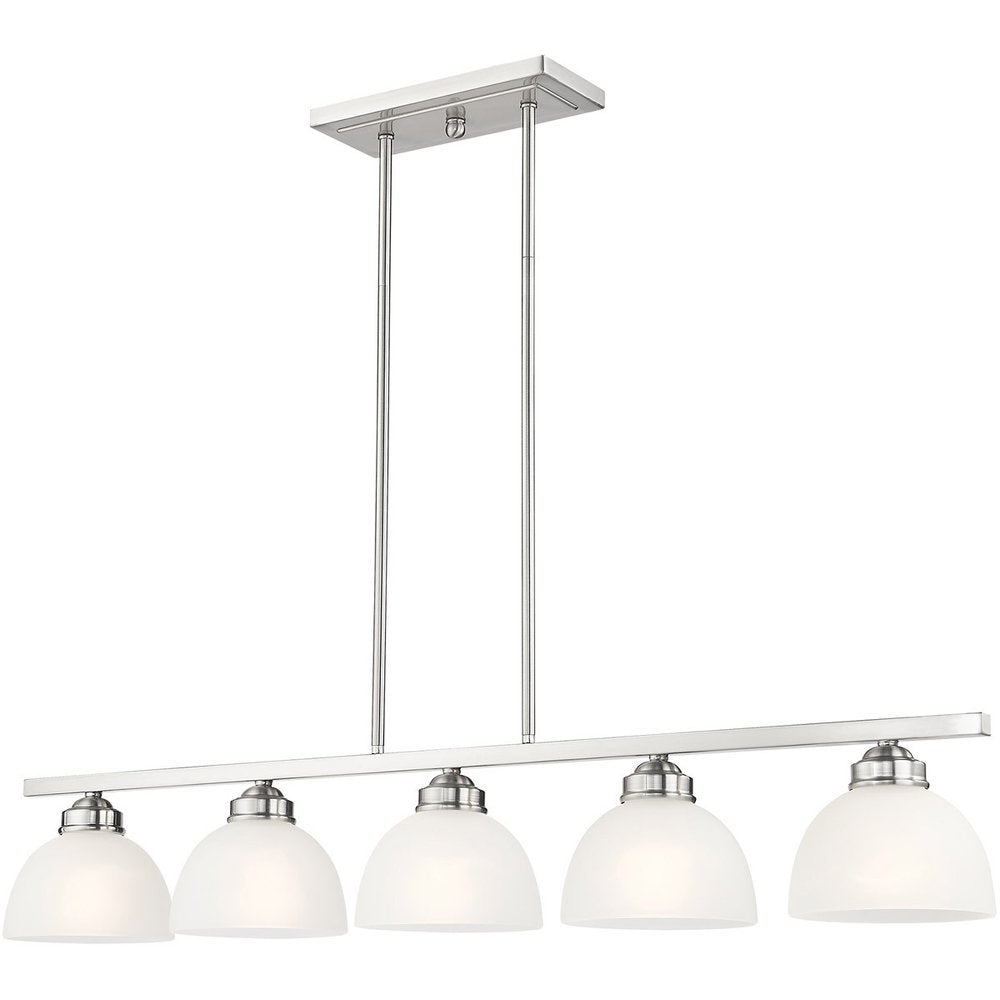 Nickel Five Light Metal Dimmable Chandelier With Shades HomeRoots