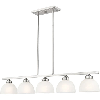 Nickel Five Light Metal Dimmable Chandelier With Shades HomeRoots