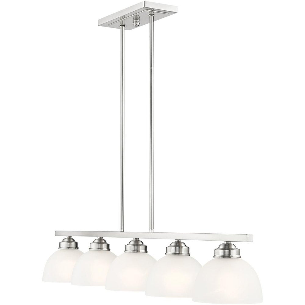 Nickel Five Light Metal Dimmable Chandelier With Shades HomeRoots