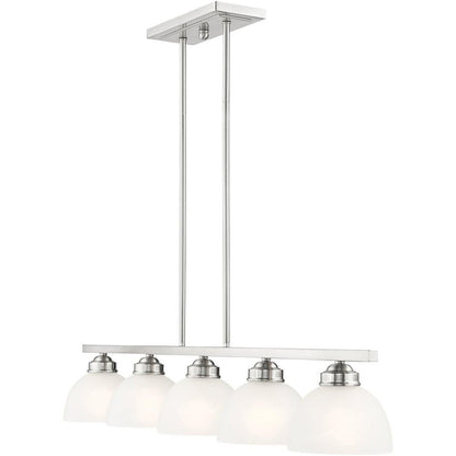 Nickel Five Light Metal Dimmable Chandelier With Shades HomeRoots