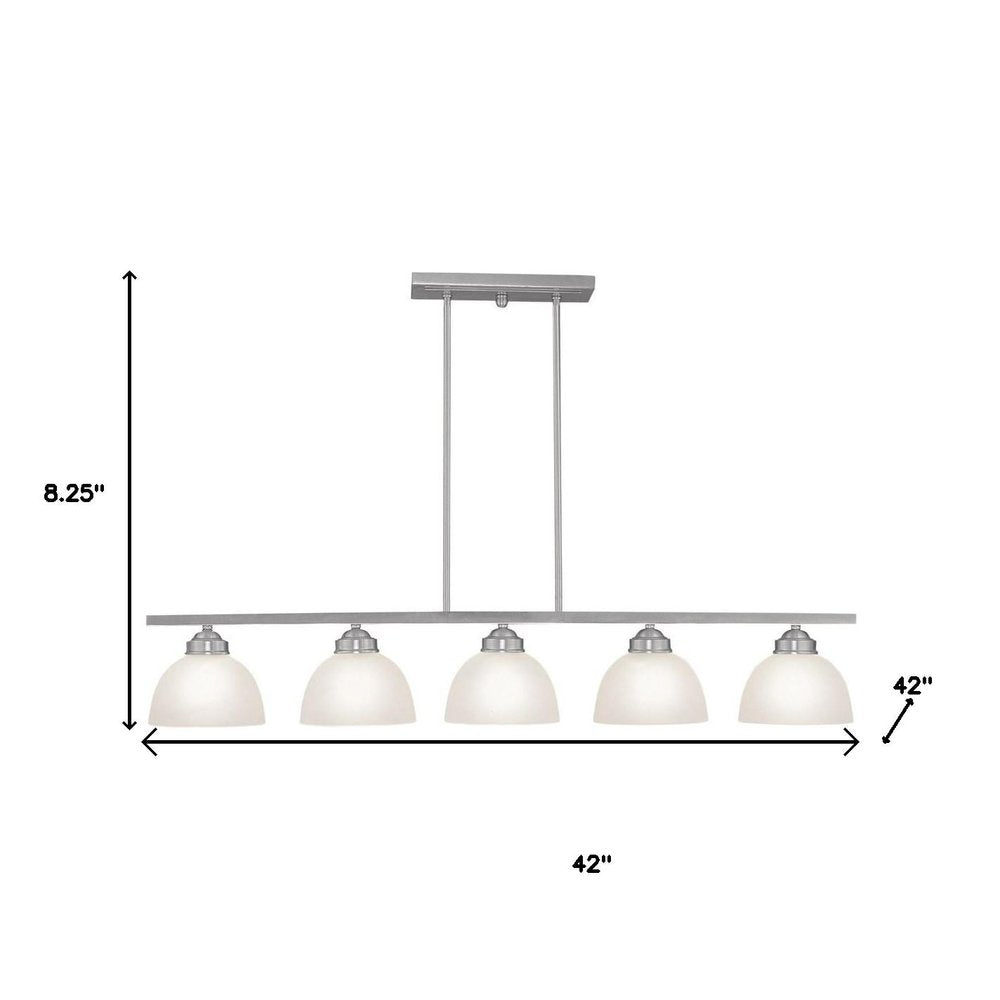 Nickel Five Light Metal Dimmable Chandelier With Shades HomeRoots
