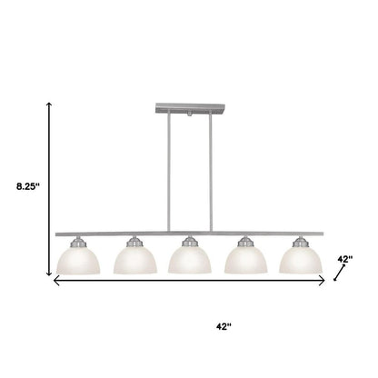 Nickel Five Light Metal Dimmable Chandelier With Shades HomeRoots