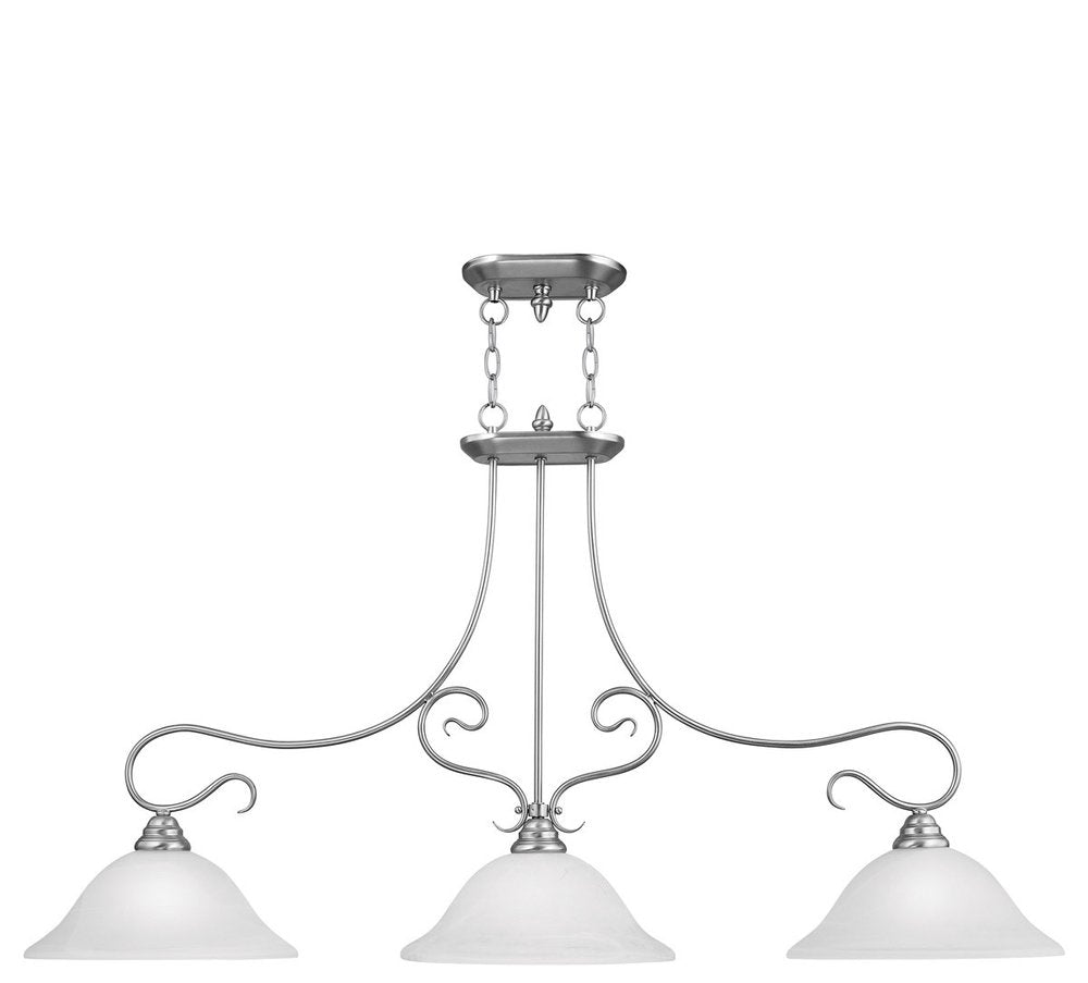 Nickel Three Light Metal Dimmable Chandelier With Shades HomeRoots