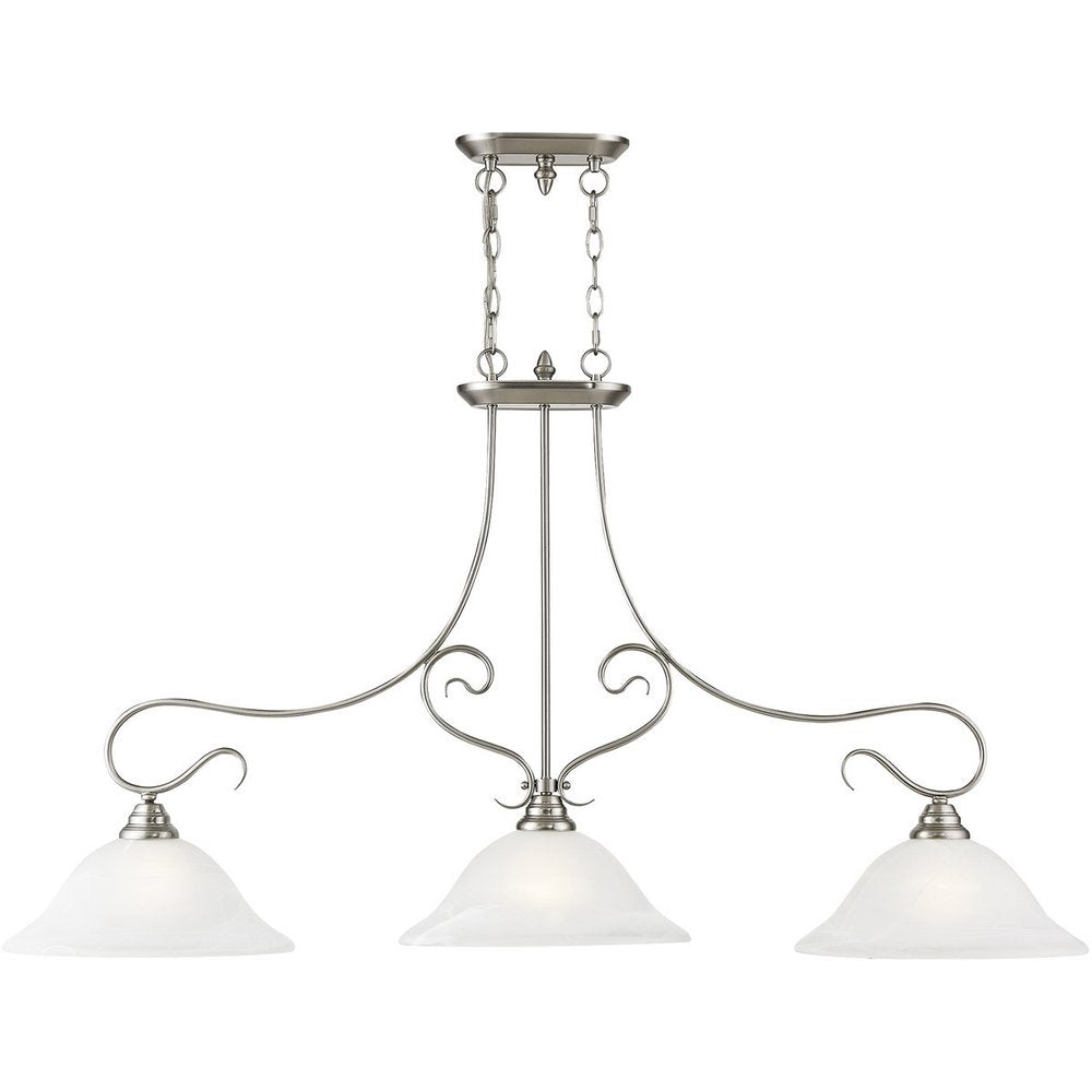 Nickel Three Light Metal Dimmable Chandelier With Shades HomeRoots