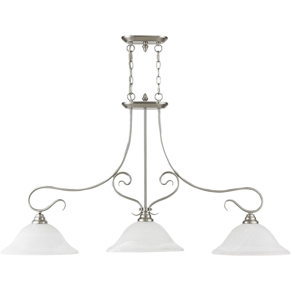 Nickel Three Light Metal Dimmable Chandelier With Shades HomeRoots