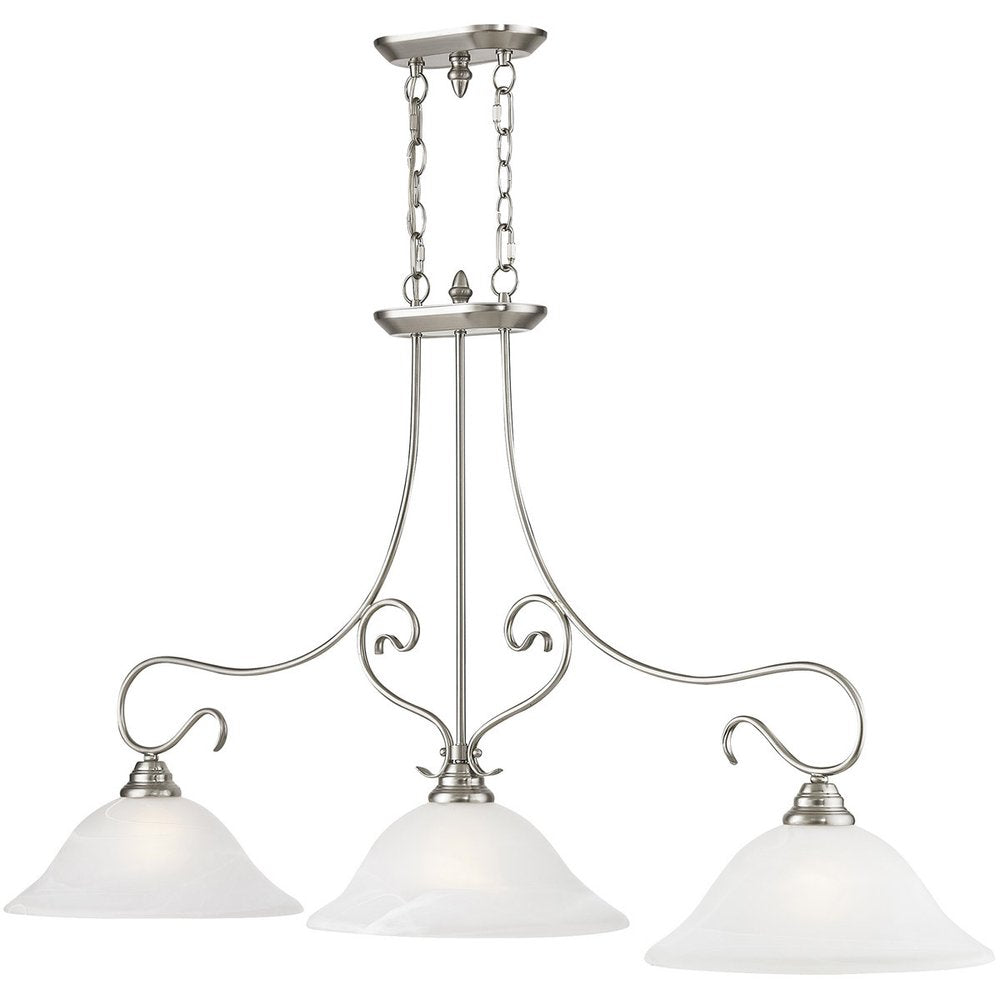 Nickel Three Light Metal Dimmable Chandelier With Shades HomeRoots