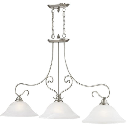 Nickel Three Light Metal Dimmable Chandelier With Shades HomeRoots