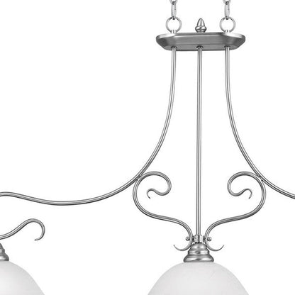 Nickel Three Light Metal Dimmable Chandelier With Shades HomeRoots