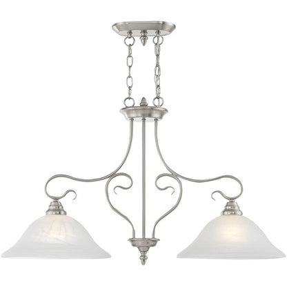 Nickel Two Light Metal Dimmable Chandelier With Shades HomeRoots