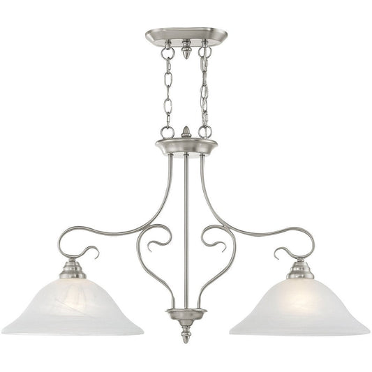 Nickel Two Light Metal Dimmable Chandelier With Shades HomeRoots