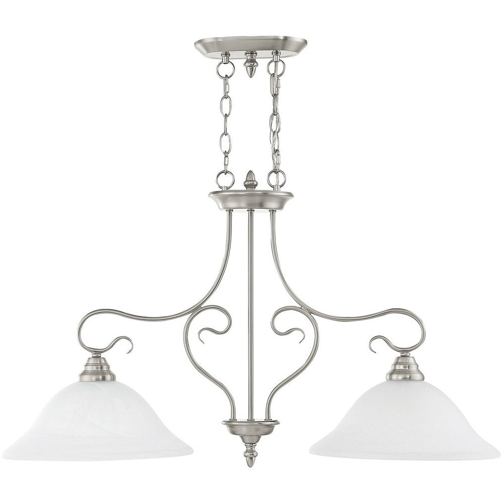 Nickel Two Light Metal Dimmable Chandelier With Shades HomeRoots