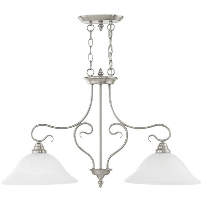 Nickel Two Light Metal Dimmable Chandelier With Shades HomeRoots