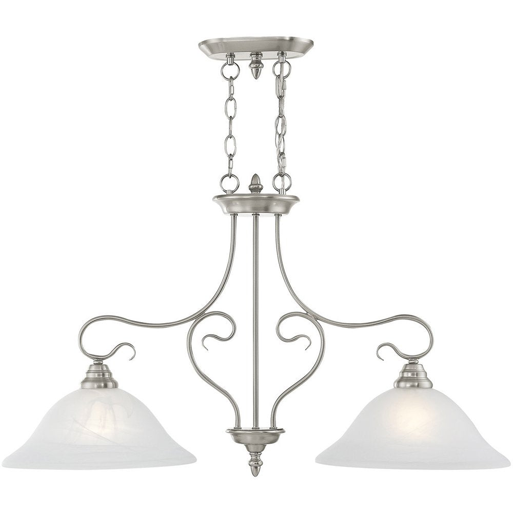 Nickel Two Light Metal Dimmable Chandelier With Shades HomeRoots