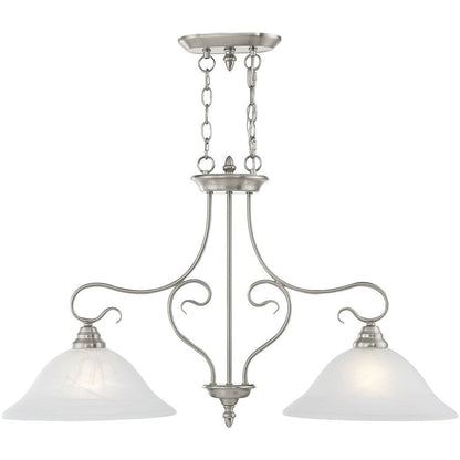 Nickel Two Light Metal Dimmable Chandelier With Shades HomeRoots