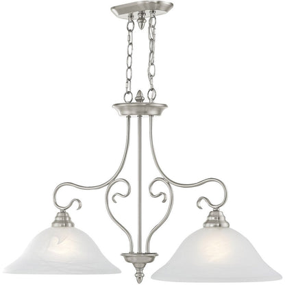 Nickel Two Light Metal Dimmable Chandelier With Shades HomeRoots