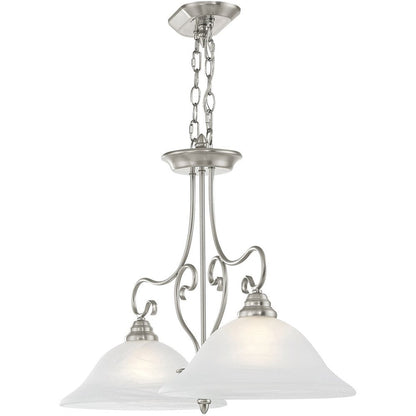 Nickel Two Light Metal Dimmable Chandelier With Shades HomeRoots