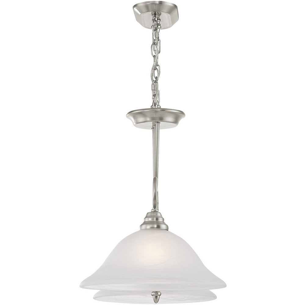 Nickel Two Light Metal Dimmable Chandelier With Shades HomeRoots