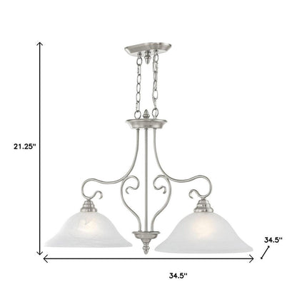 Nickel Two Light Metal Dimmable Chandelier With Shades HomeRoots
