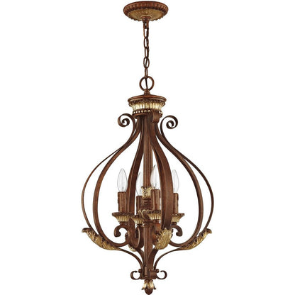 Bronze Four Light Metal Dimmable Chandelier With Shades HomeRoots