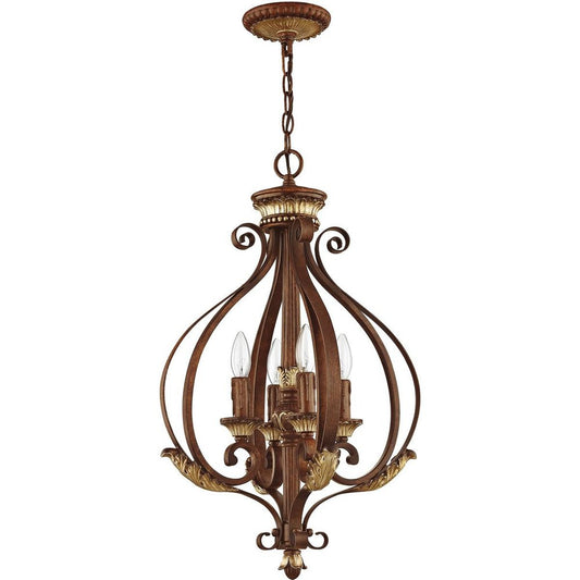 Bronze Four Light Metal Dimmable Chandelier With Shades HomeRoots