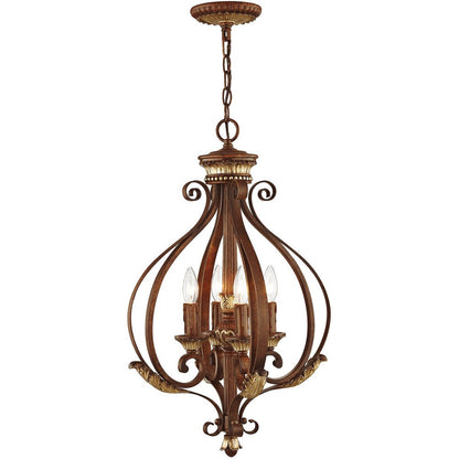Bronze Four Light Metal Dimmable Chandelier With Shades HomeRoots