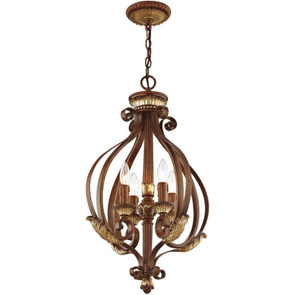 Bronze Four Light Metal Dimmable Chandelier With Shades HomeRoots