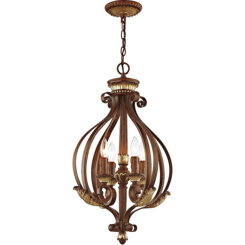 Bronze Four Light Metal Dimmable Chandelier With Shades HomeRoots