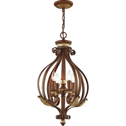 Bronze Four Light Metal Dimmable Chandelier With Shades HomeRoots