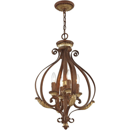 Bronze Four Light Metal Dimmable Chandelier With Shades HomeRoots