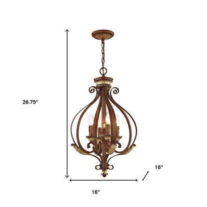 Bronze Four Light Metal Dimmable Chandelier With Shades HomeRoots