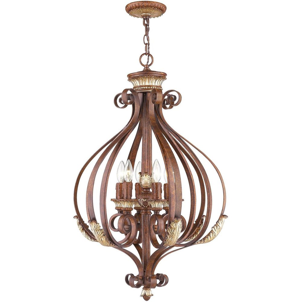 Bronze Six Light Metal Dimmable Chandelier With Shades HomeRoots