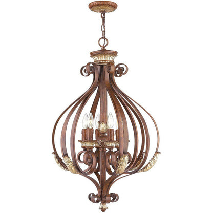 Bronze Six Light Metal Dimmable Chandelier With Shades HomeRoots