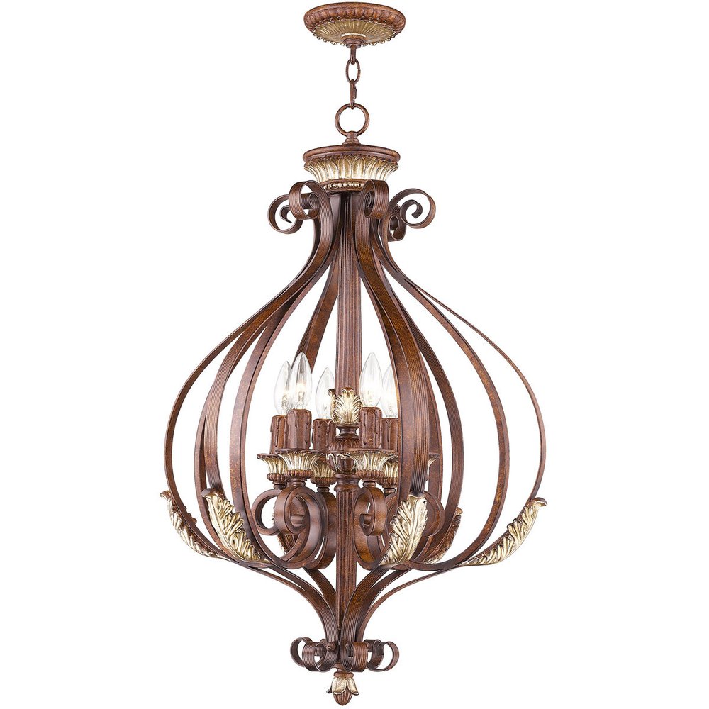 Bronze Six Light Metal Dimmable Chandelier With Shades HomeRoots