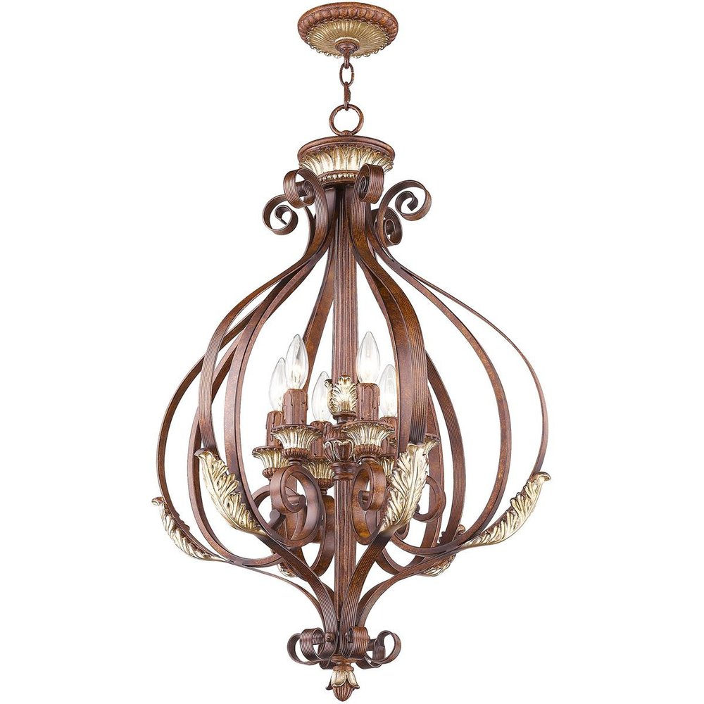 Bronze Six Light Metal Dimmable Chandelier With Shades HomeRoots
