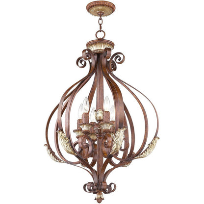 Bronze Six Light Metal Dimmable Chandelier With Shades HomeRoots