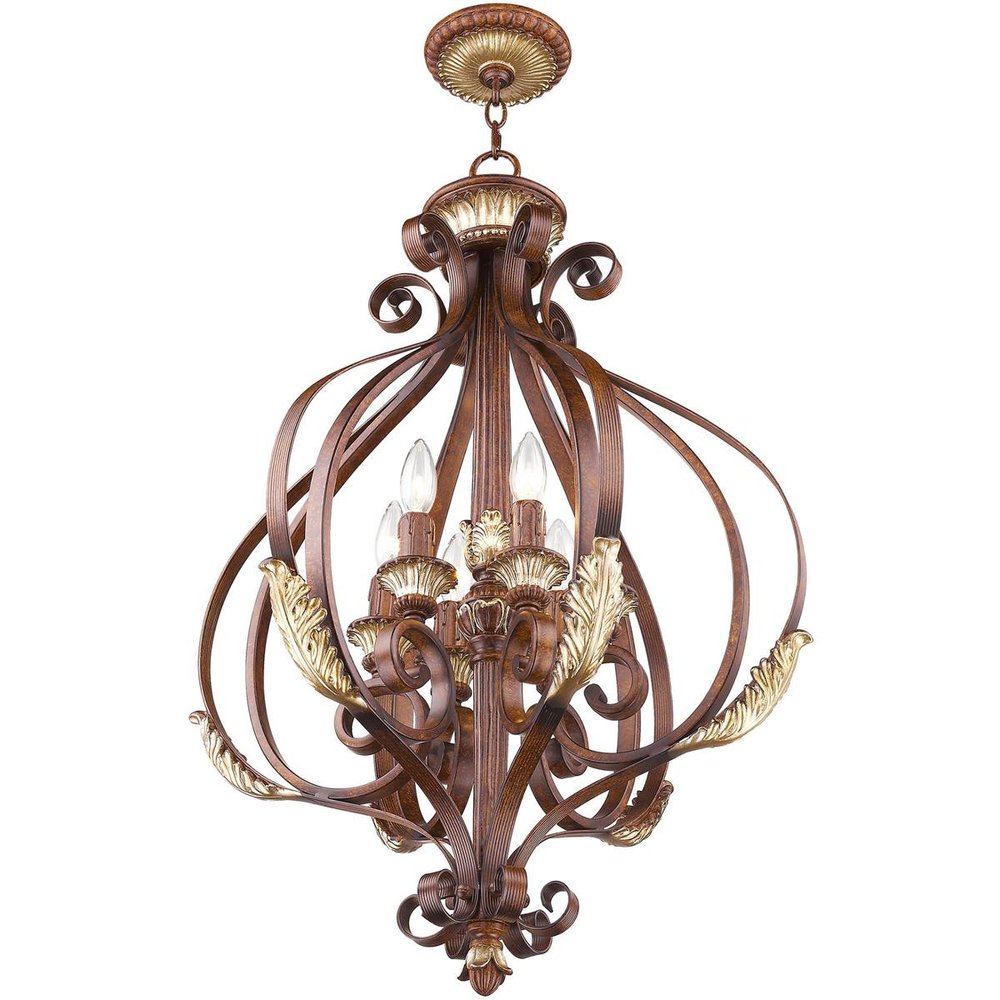 Bronze Six Light Metal Dimmable Chandelier With Shades HomeRoots