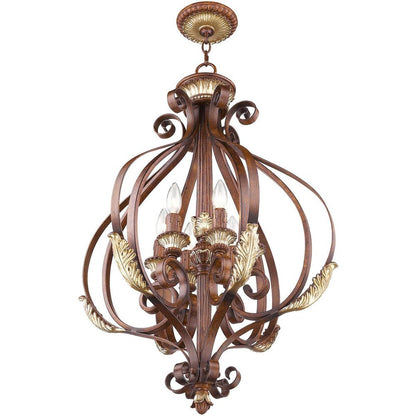 Bronze Six Light Metal Dimmable Chandelier With Shades HomeRoots