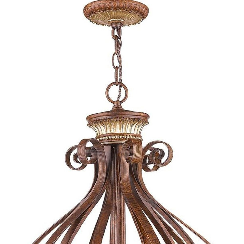 Bronze Six Light Metal Dimmable Chandelier With Shades HomeRoots