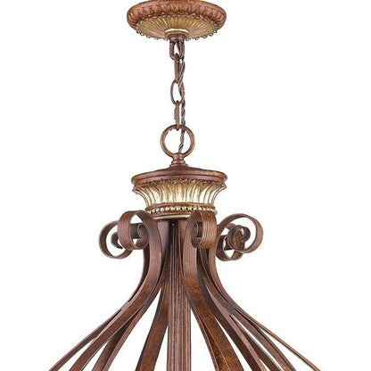 Bronze Six Light Metal Dimmable Chandelier With Shades HomeRoots