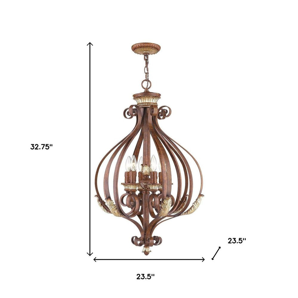Bronze Six Light Metal Dimmable Chandelier With Shades HomeRoots